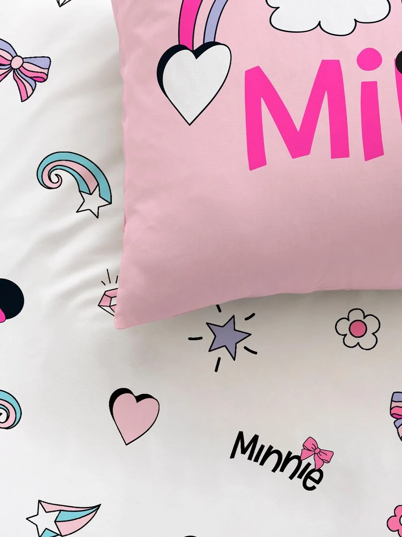 Parure de lit imprimée 100% coton DISNEY HOME MINNIE WINK Rose