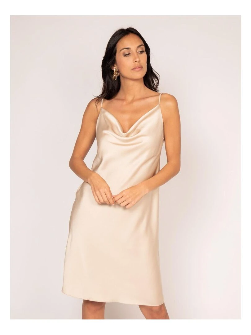 Robe courte satin IDALIA Beige