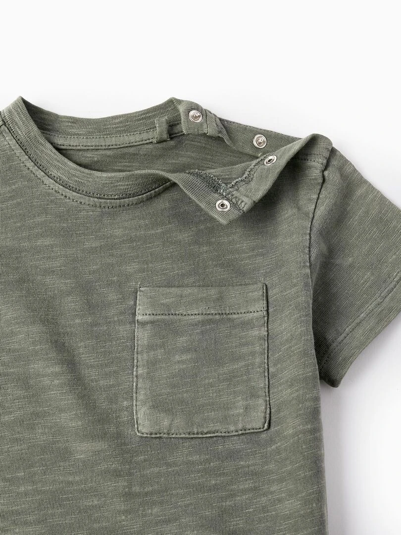 T Shirt De Coton Avec Poche Pour Bébé Garçon manches courtes CUBA   Gris