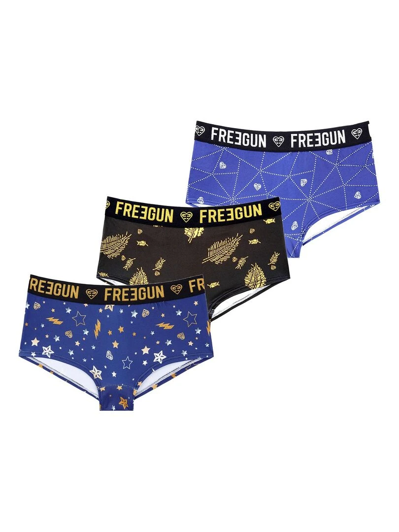 Lot de 3 Shortys fille Etoiles Freegun Bleu