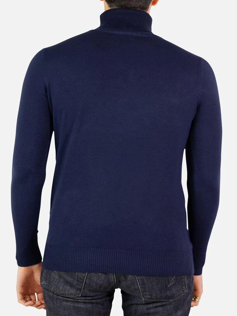 Pull manches longues col roulé Kebello   Bleu marine