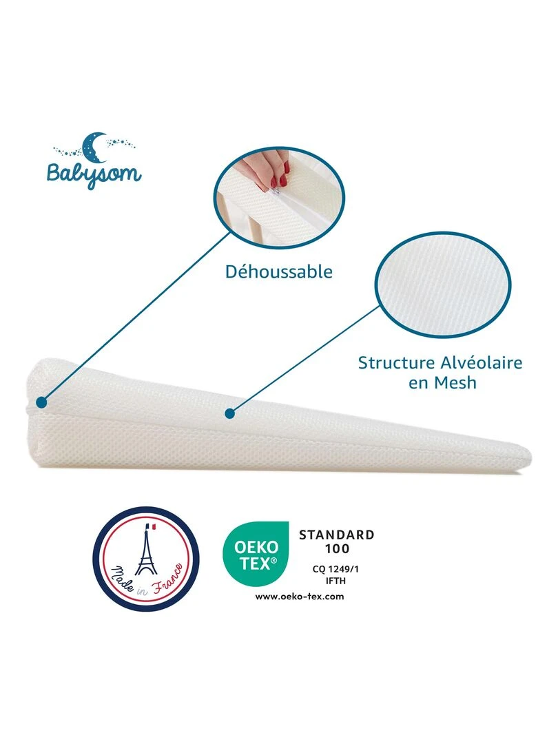 Babysom Plan incliné Ventilé 60x35 cm Inclinateur 10° Fabrication française Blanc