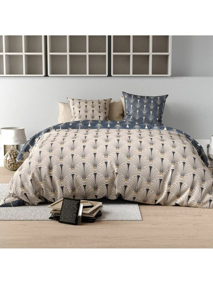 Housse de couette 240x220 Pam + 2 taies 100% coton 57 fils Bleu