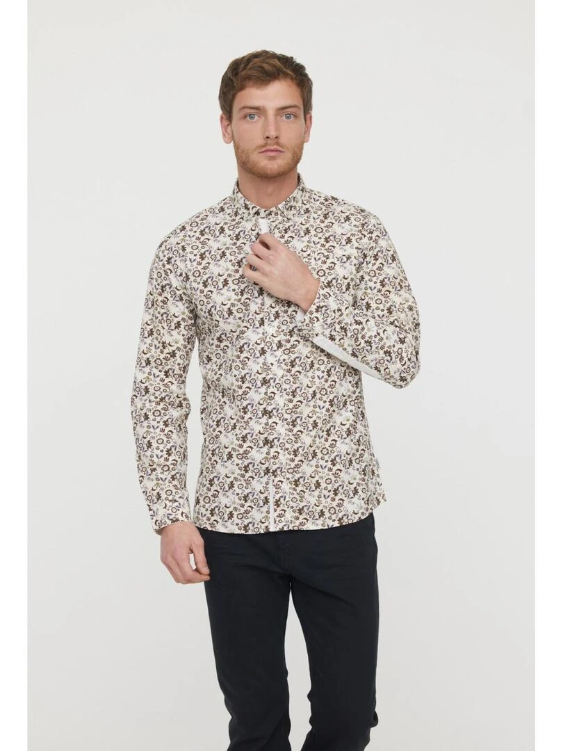 Lee Cooper Chemise manches longues coton slim DONUTS Rose clair