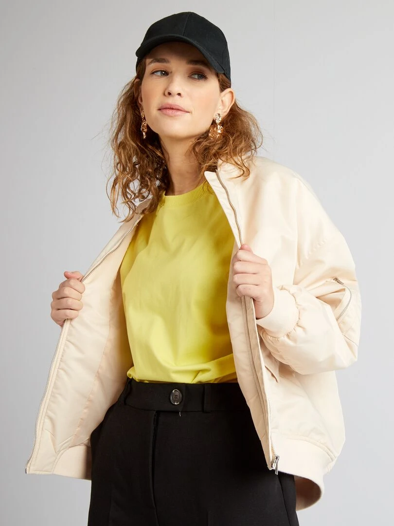 Blouson avec col ras du cou Beige