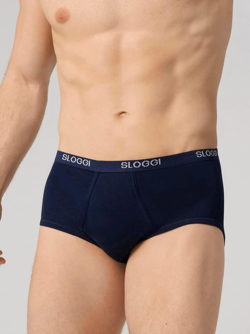 Lot de 3 slips ouverts maxi Sloggi® men Damart Bleu marine