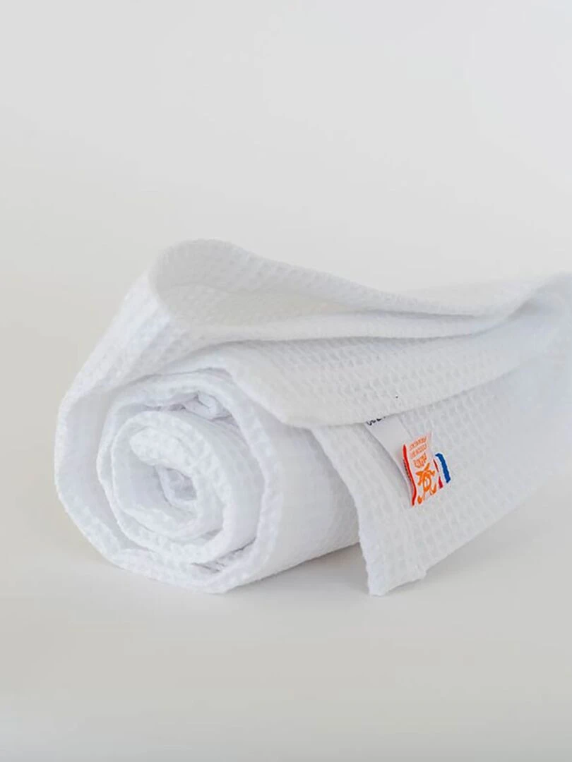 Couverture Nid D'abeilles En Coton Bio Aiko Blanc