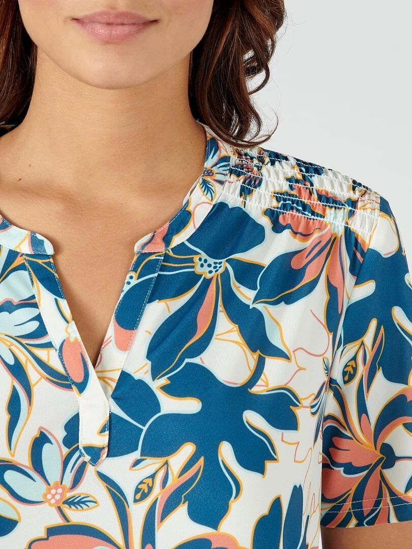 Tee shirt en crêpe imprimé. Damart Orange