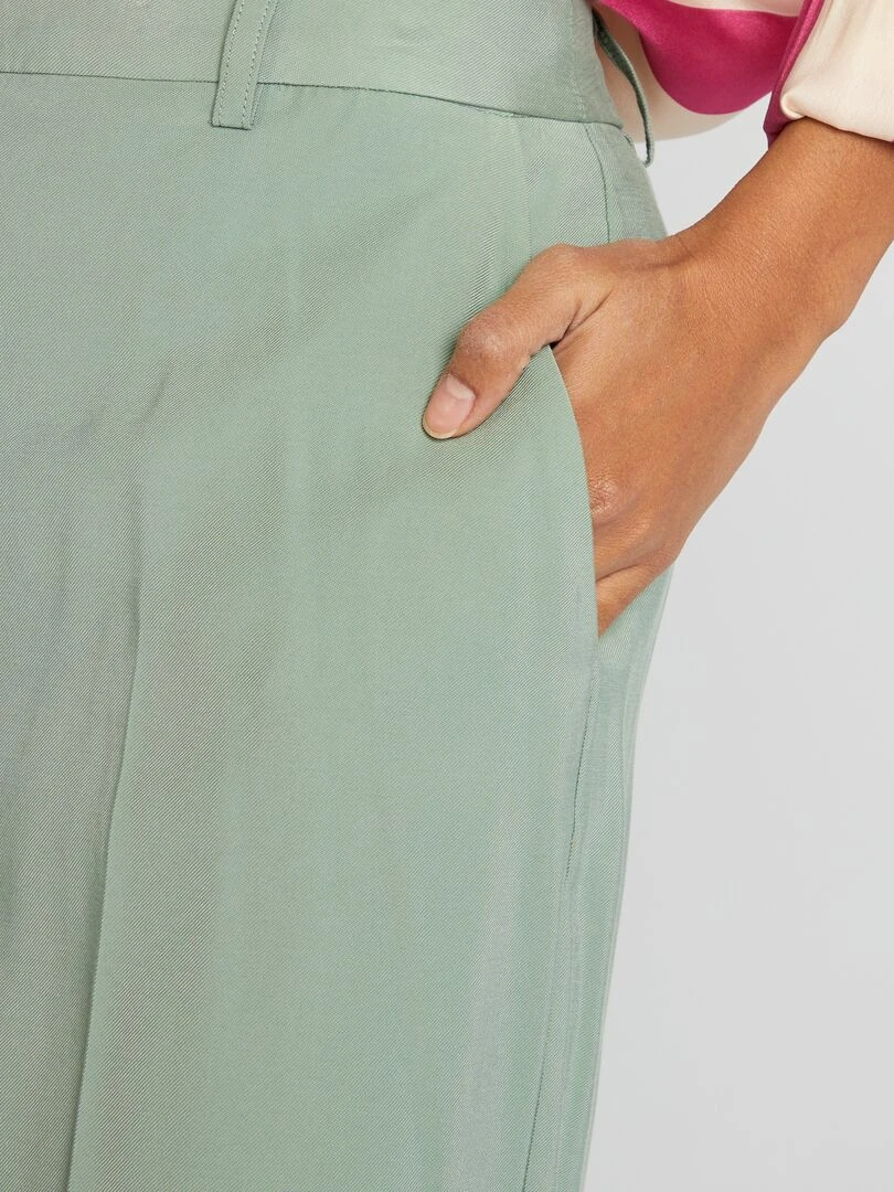 Pantalon droit taille haute   Vert olive
