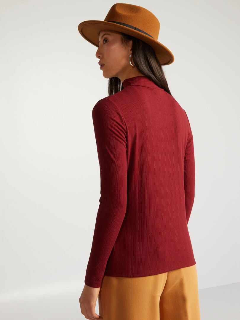 Sous pull en maille côtelée   Terracotta