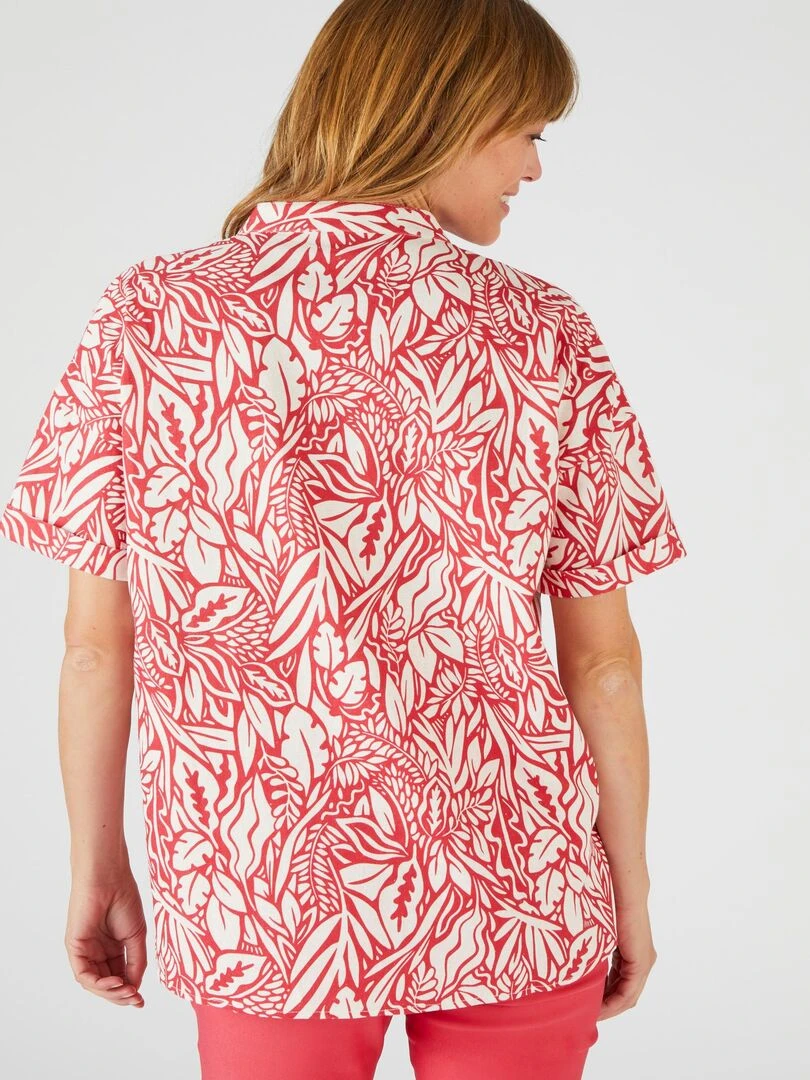 Blouse mélange lin feuillage   Damart   Rouge