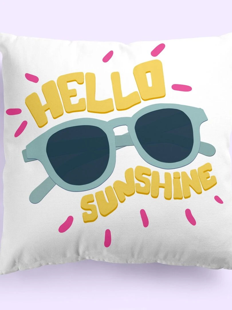 Housse de coussin décoratif Hello sunshine "Happyfriday"   Blanc