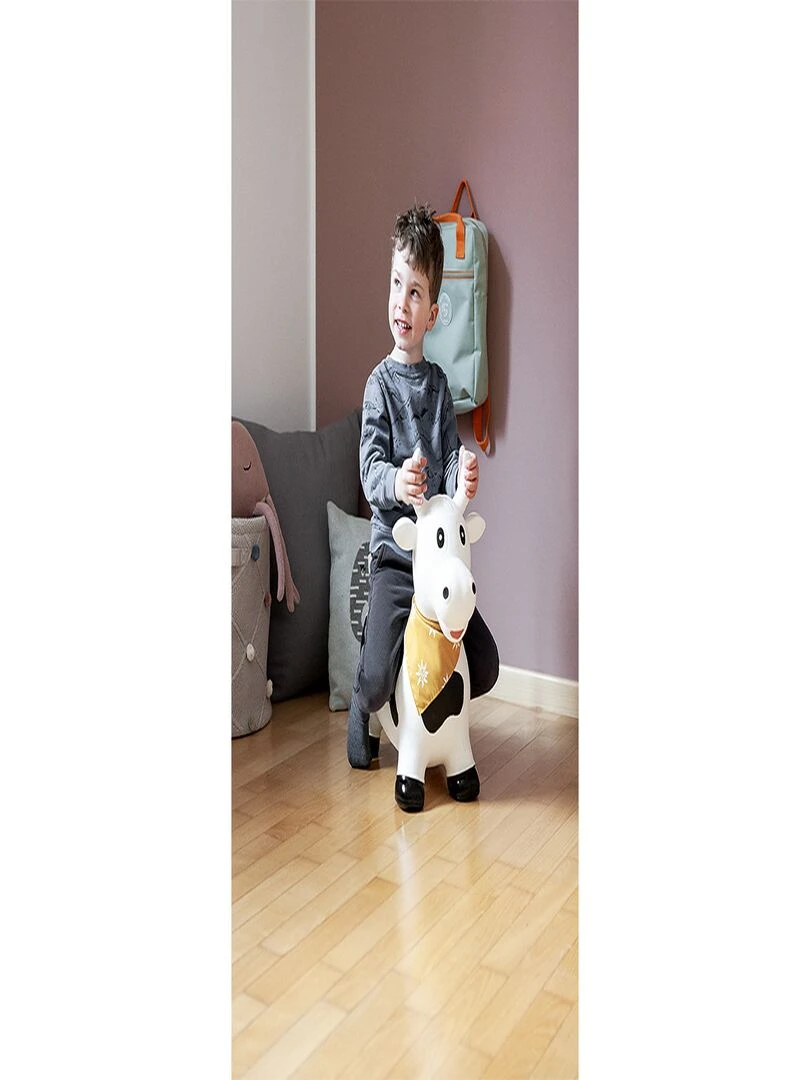 Animal sauteur gonflable en plastique vache   Blanc