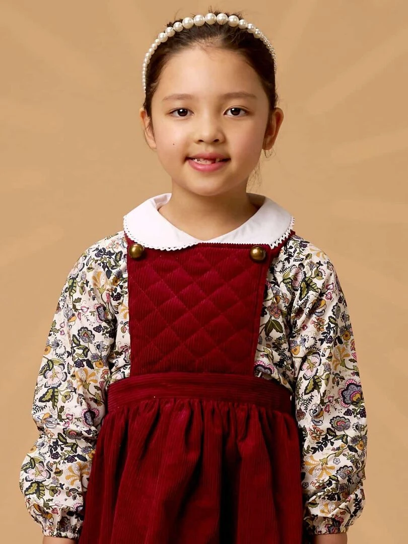 Blouse Fleurie Liberty Multicole pour Fille Col CLAUDINE 'LA FAUTE A VOLTAIRE' Multicolore