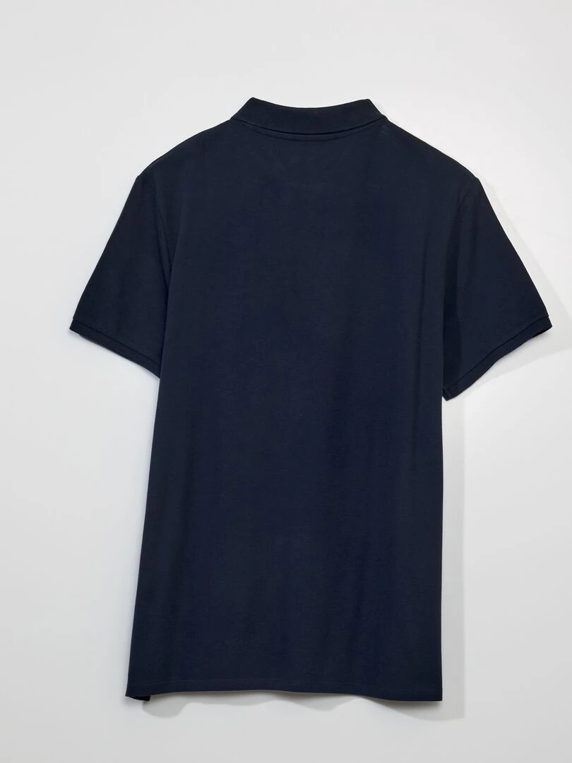 Polo en piqué de coton bleu marine