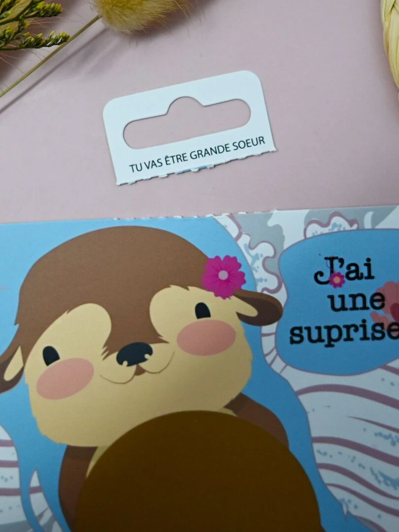 Carte à gratter   Je vais être grande sœur   Blanc