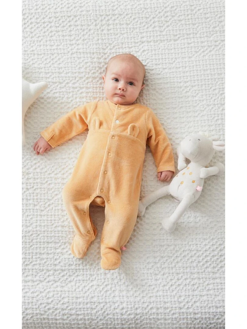 Set de 2 pyjamas 1 pièce en velours  écru/abricot   Noukie's   Beige
