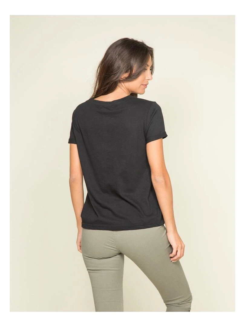 T shirt col rond message FINA Noir