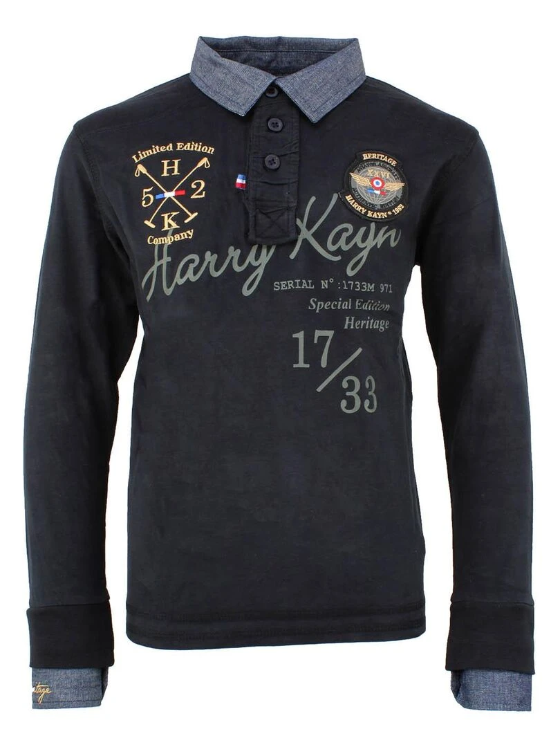 Polo manches longues garçon ECAZBA HARRY KAYN Noir Noir