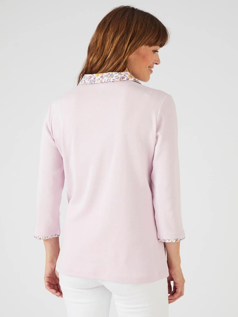 Tee shirt effet 2 en 1 coton biologique   Damart   Mauve lilas