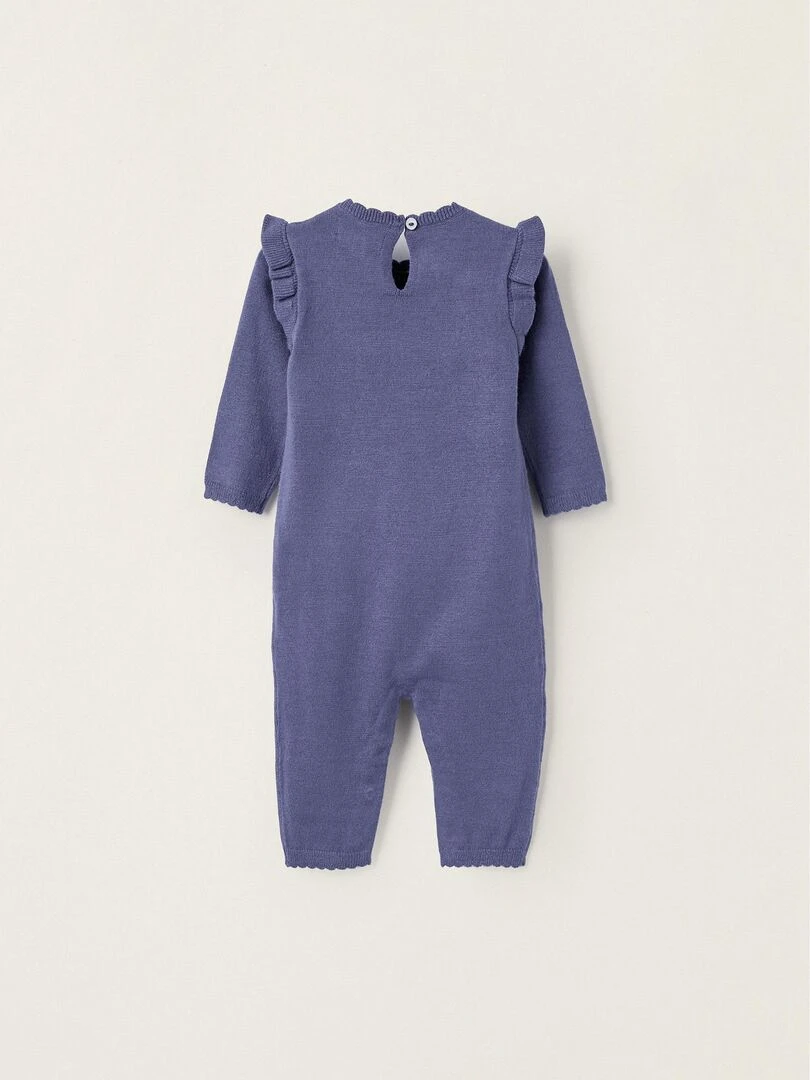 Combinaison en maille pour nouveau né manches longues ATLANTIC COMPANY Bleu
