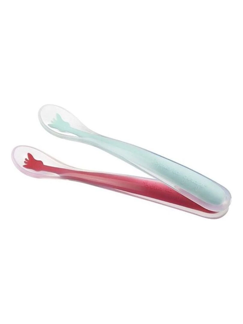 Lot De 2 Cuillères Douces Silicone Sophie La Girafe Rouge