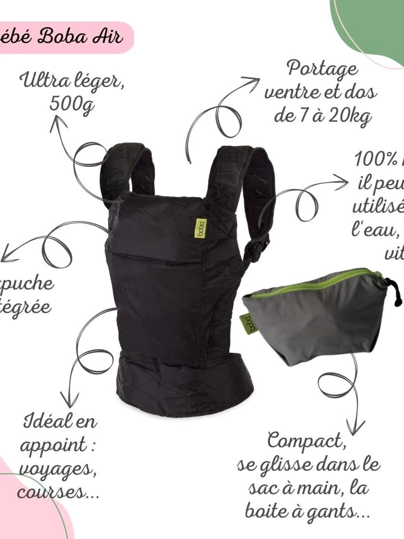 Porte bébé Boba Air Noir Noir