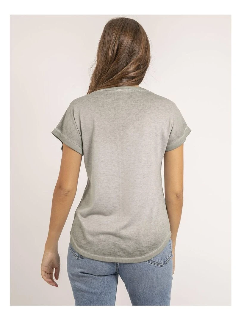 T shirt col V bimatière FAZZY Kaki
