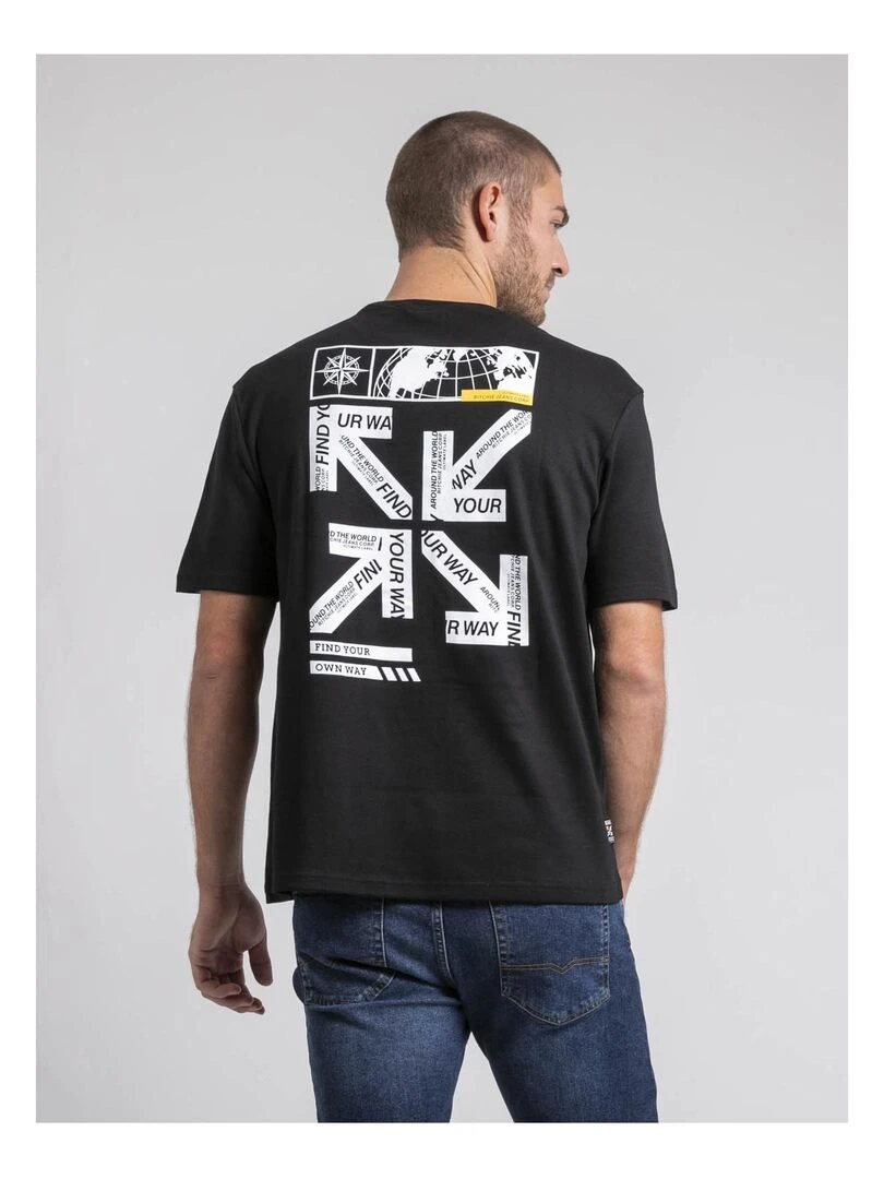 T shirt col rond oversize pur coton JOEDEN Noir