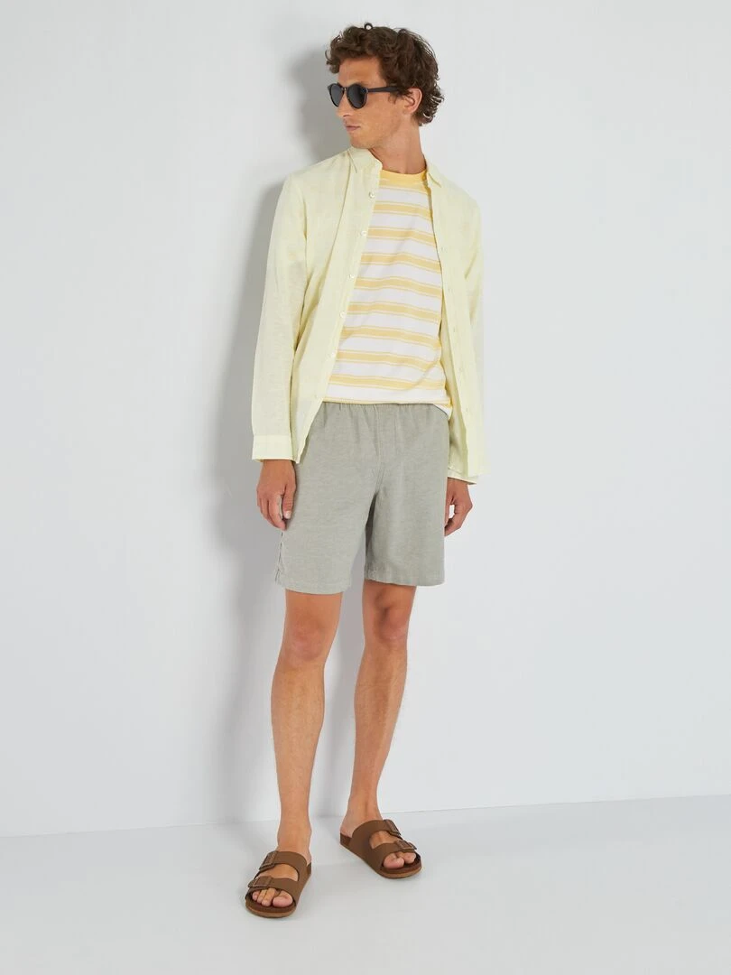 Bermuda uni à taille élastiquée Vert