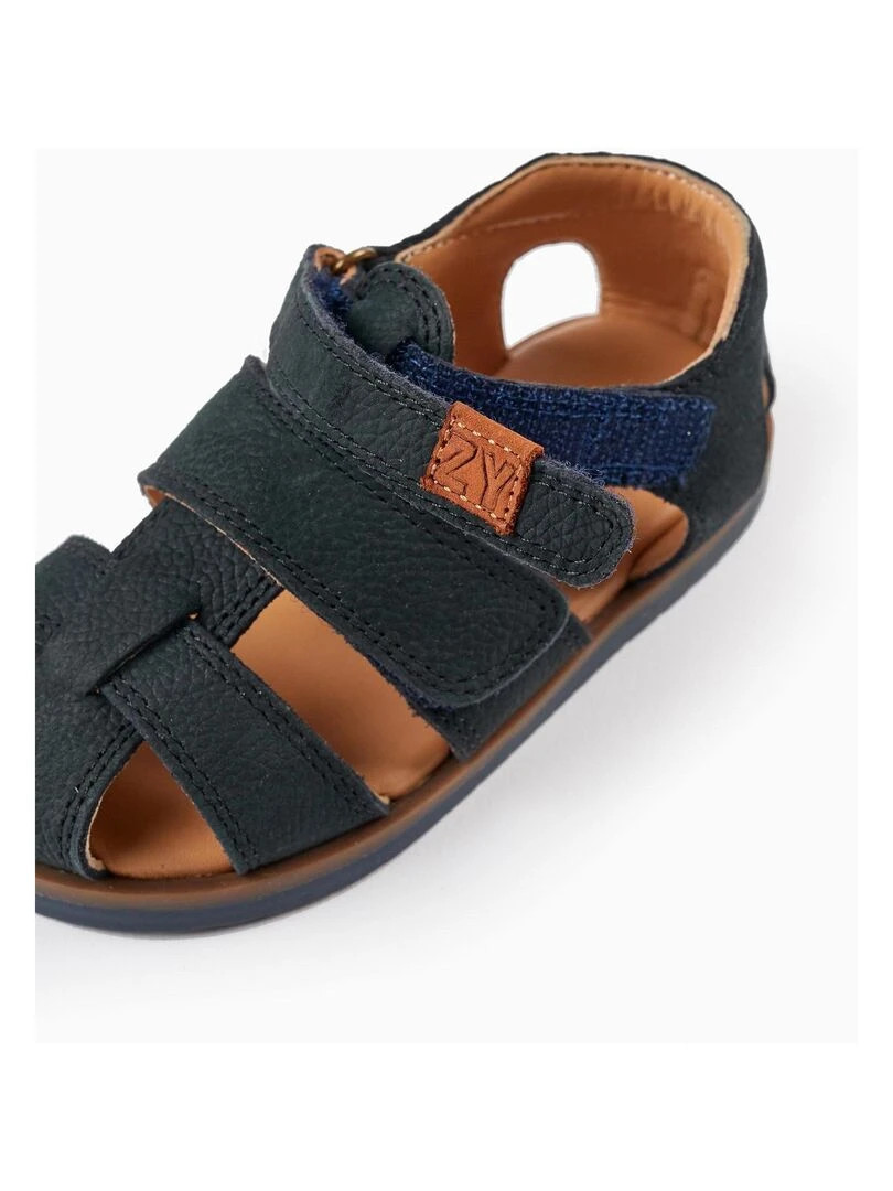 Sandales à lanières en cuir pour bébé garçon  ATLANTIC COMPANY   Bleu foncé