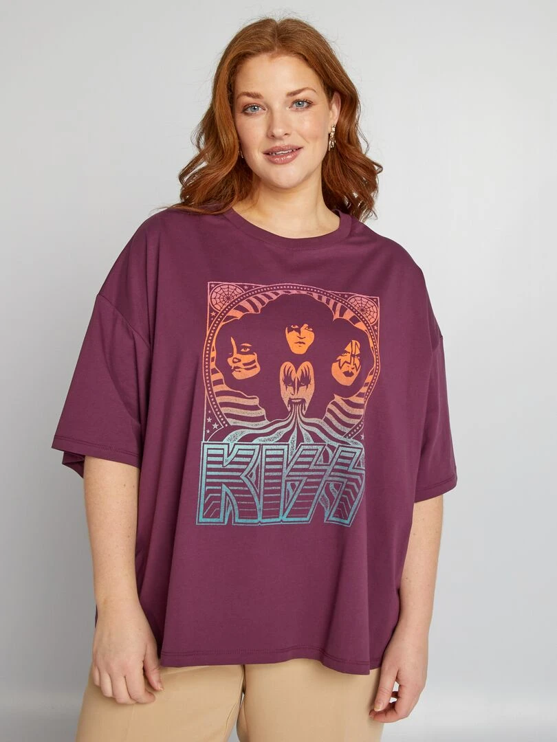 T shirt 'Kiss' à col rond   Violet