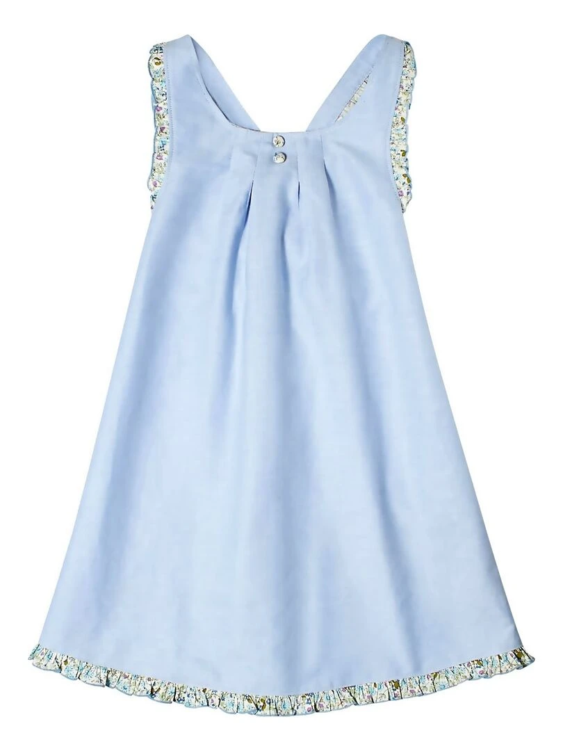 Robe Cérémonie  Pastel Fleurie Fille  ANAIS   La Faute à Voltaire   Bleu clair