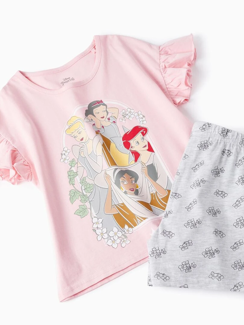 Pyjama En Coton Pour Fille 'Princesses De Disney' manches courtes   Rose