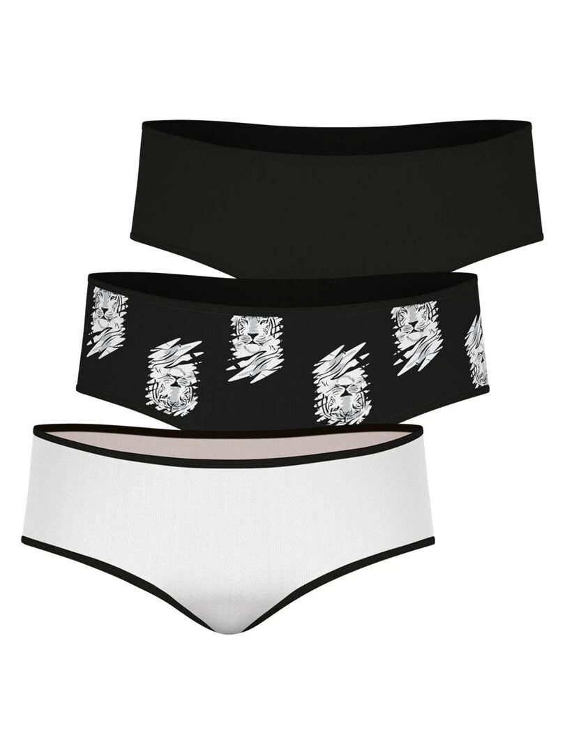 Lot de 3 boxers Girl Mode by Fille Blanc Noir