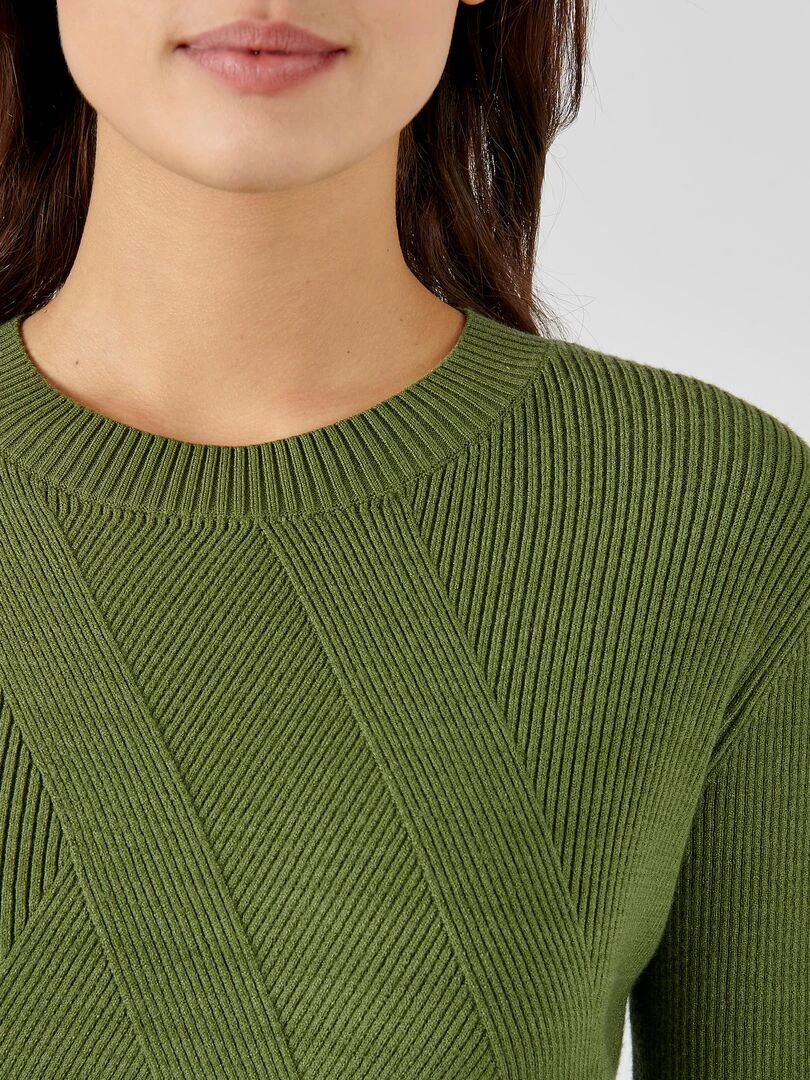 Pull jeu de côtes fantaisie Damart Kaki