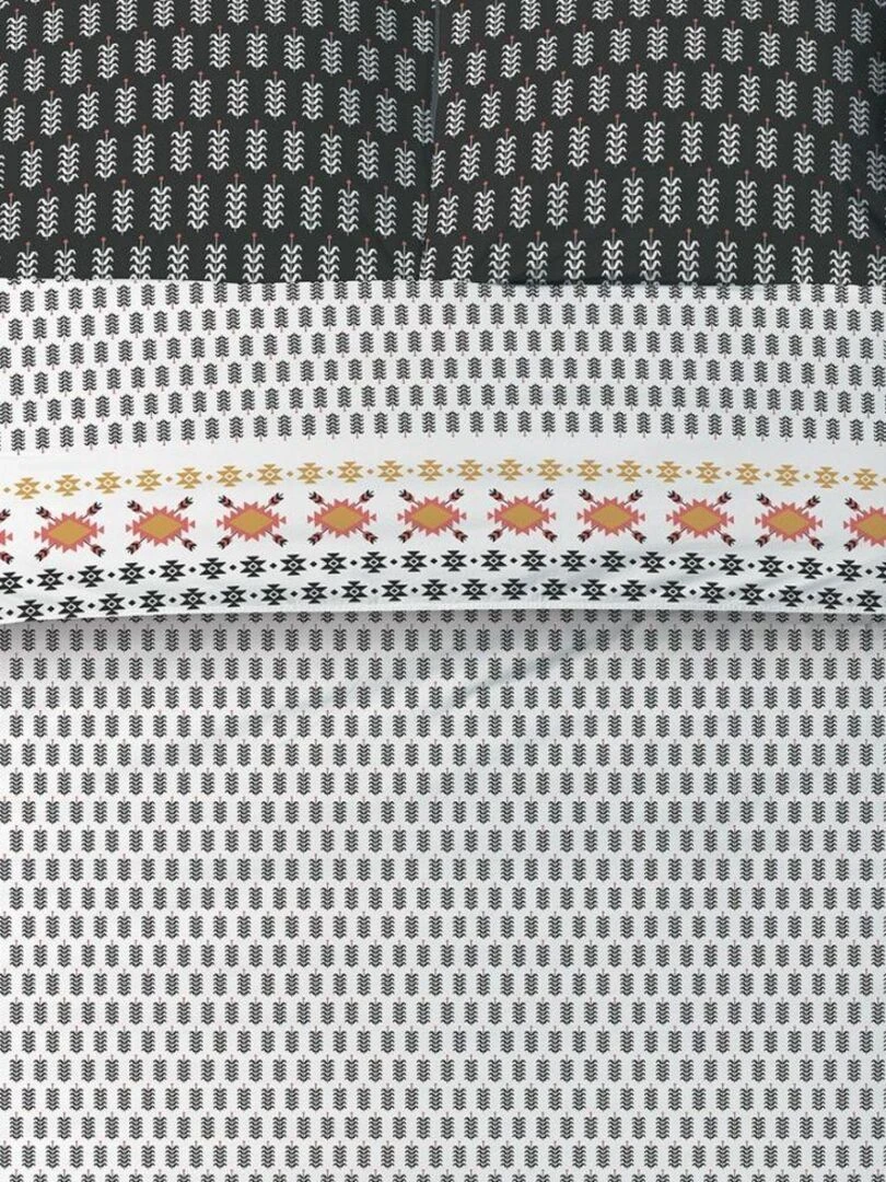 Housse de couette 220x240 cm + 2 taies d'oreiller 65x65 cm Coton Loya   Noir