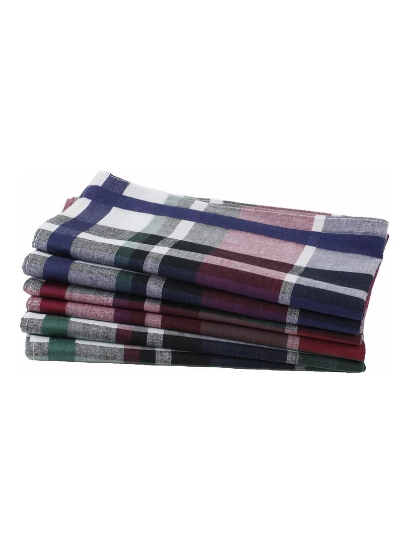 Lot de 6 mouchoirs tissu coton 57 fils JULIEN Multicolore