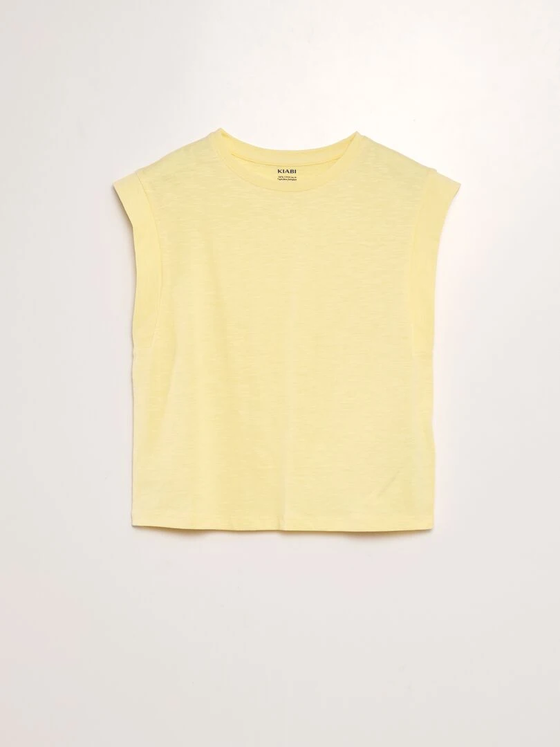 T shirt en jersey à manches très courtes Jaune