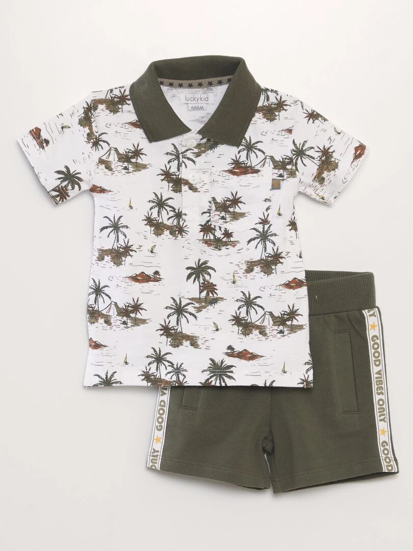 Ensemble polo et T shirt 2 pièces Kaki