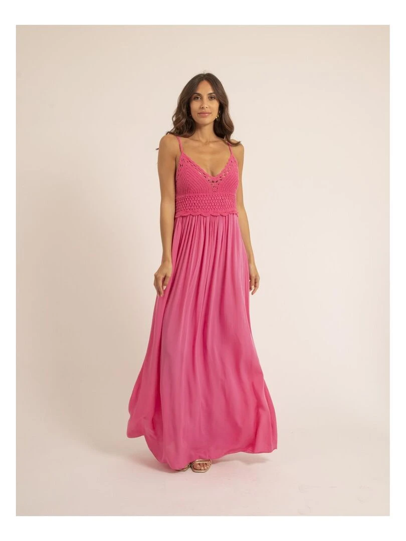 Robe longue crochet IGRALA Rose fushia
