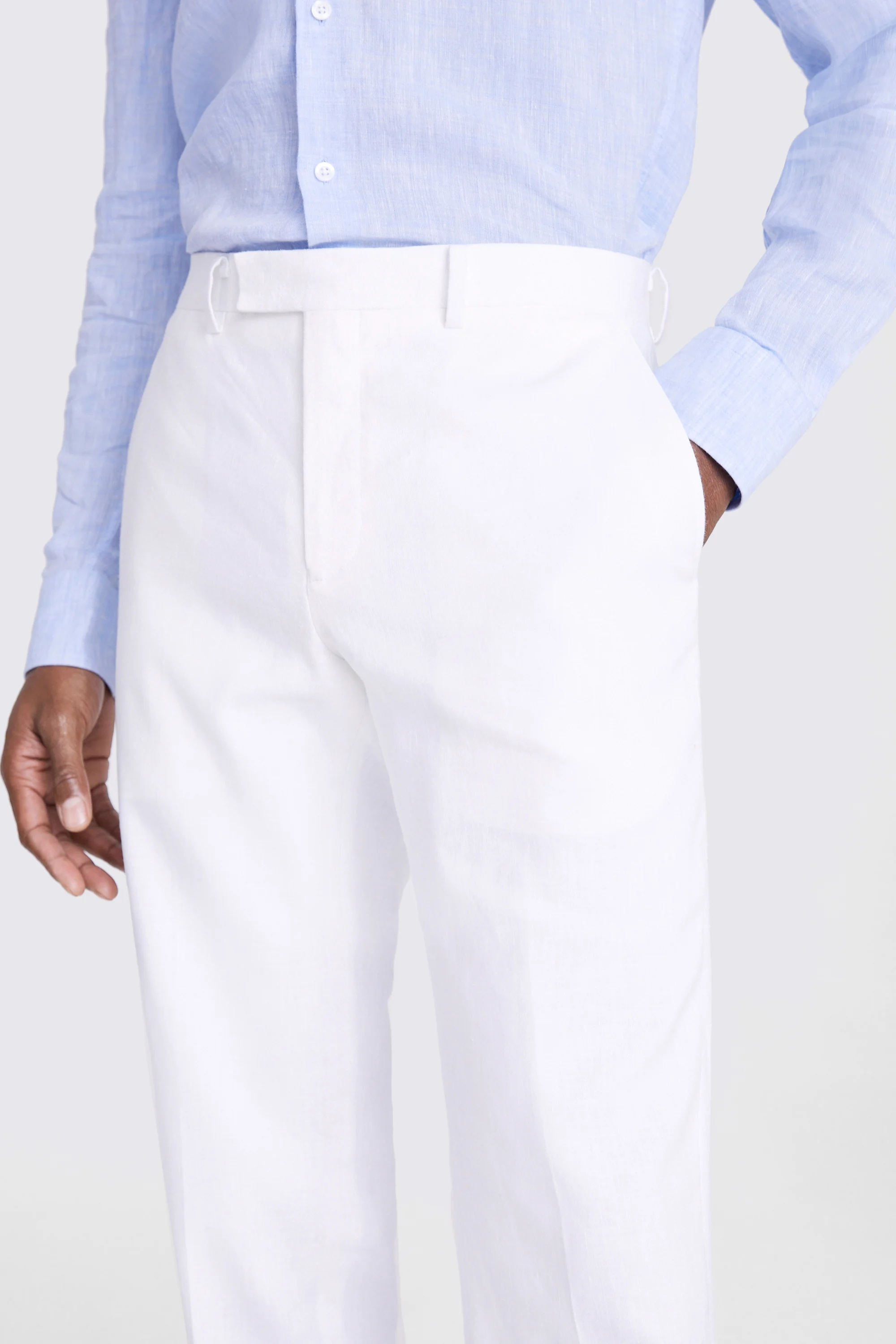 Tailored Matte White Linen Trousers   Buy Online at Moss
