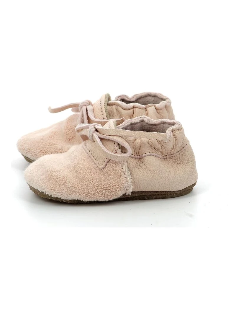 Chaussons Cuir Fleece Crp   Rose