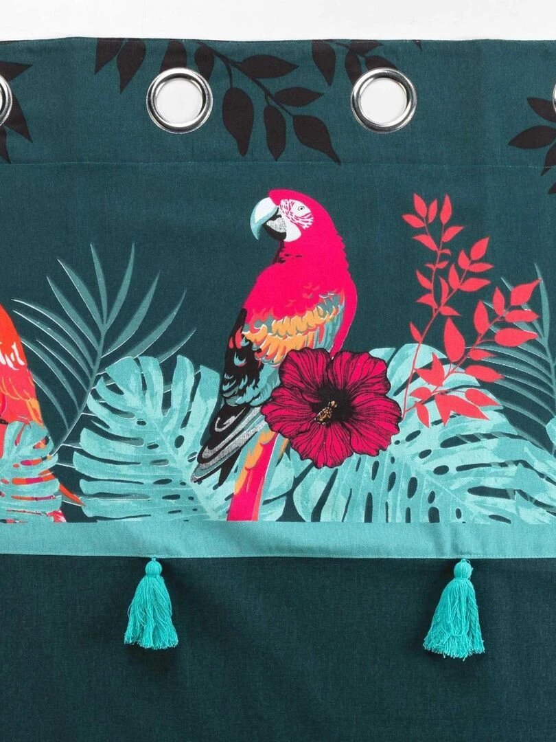 Rideau d'ameublement au parement exotique   Bleu