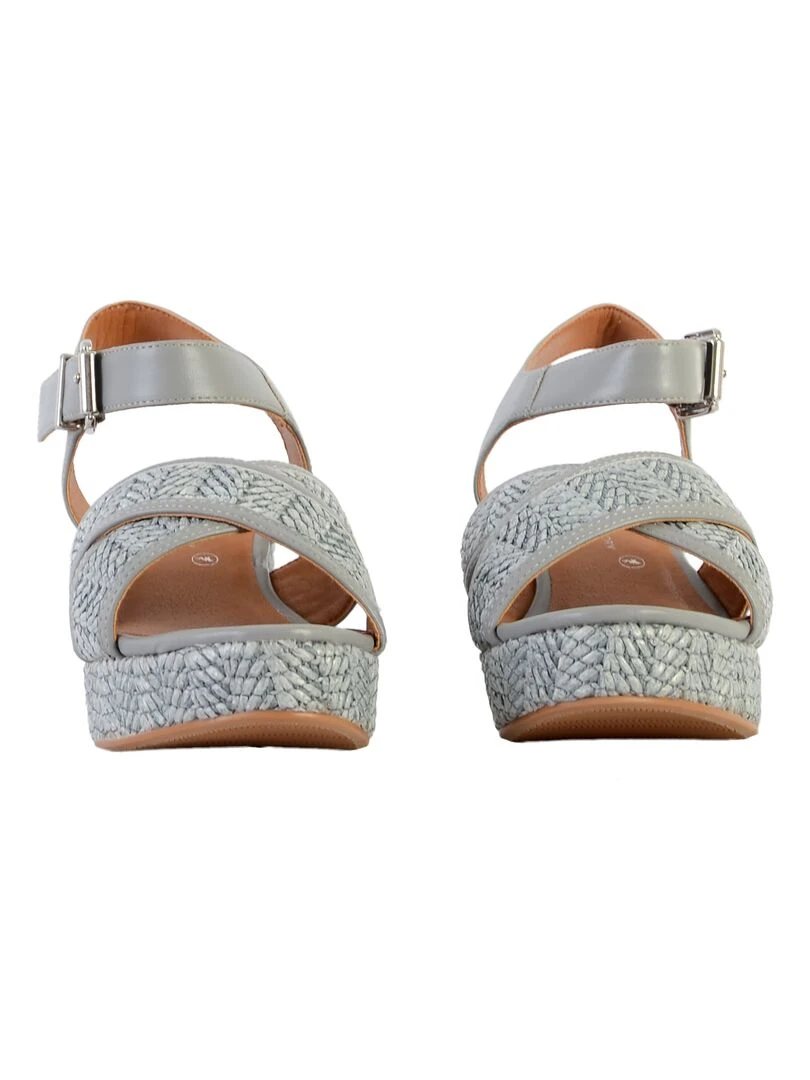 Sandale compensée The Divine Factory QL4630   Bleu