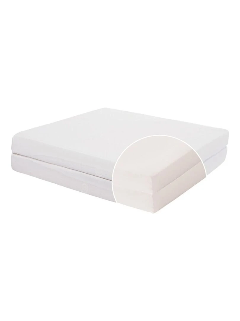Matelas Bébé Pliant 2 Parties Essentiel   60 cm x 120 cm x 7 cm   Blanc