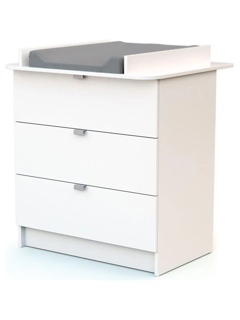 WEBABY   Chambre bébé lit et commode à langer Panda en bois   Blanc