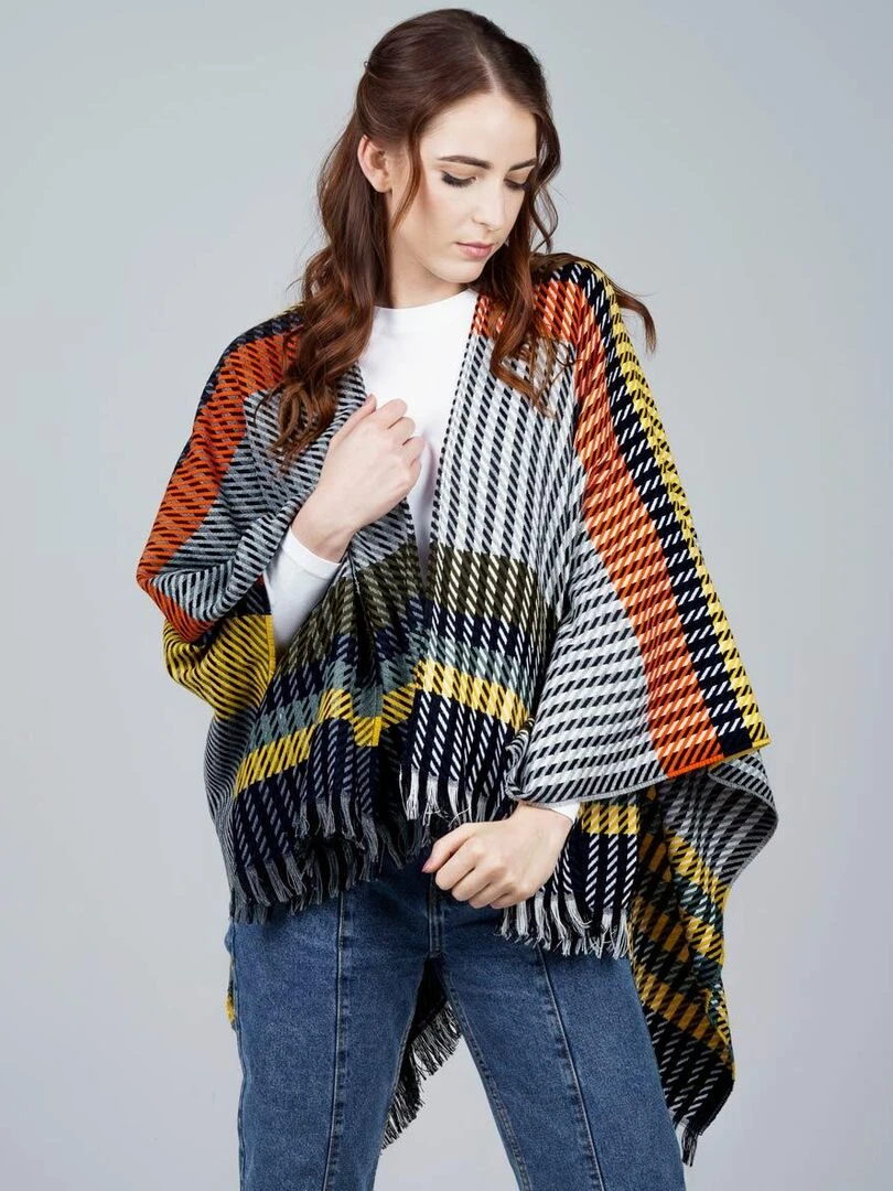 Poncho Stefi Fabriqué en France Gris