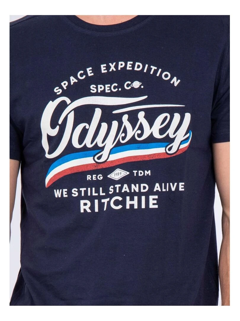 T shirt col rond pur coton JOUFAX   Bleu marine