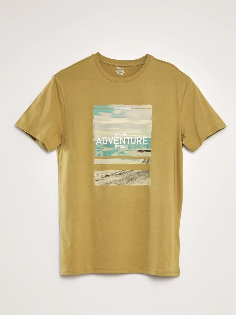 T shirt imprimé à col rond VERT